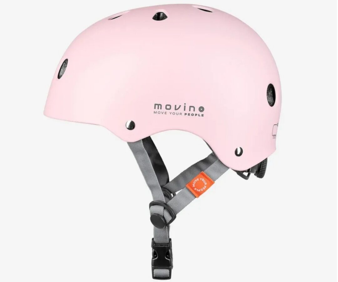Movino Element laste kiiver S – lavendel (51–54cm) külgvaade, näidates selle stiilset disaini ja reguleeritava rihma süsteemi.