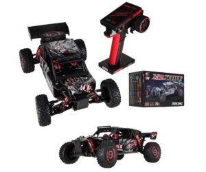 Puldiga maastikuauto 35cm WLToys 124016 – 4WD (75km/h) esiküljest vaadatuna koos puldiga ja karbiga