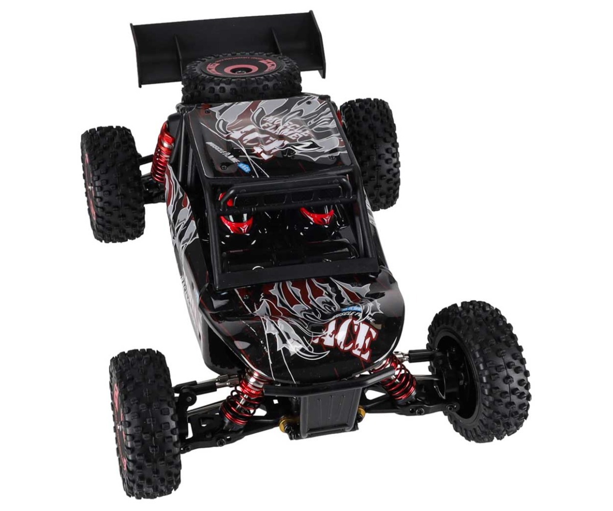 Puldiga maastikuauto 35cm WLToys 124016 – 4WD (75km/h) esiküljest vaadatuna, selge ja terav pilt autost