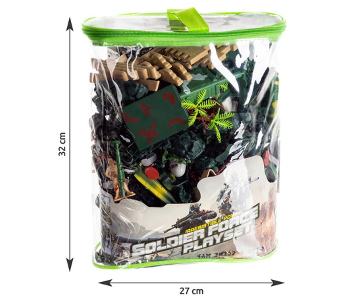 Sõdurite mängukomplekt Military Base - mõõdud 32 cm kõrgune ja 27 cm laiune kohver.