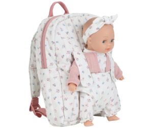 Nuku kandekott ja seljakott 2in1 – Little Dutch, pehme dolli kaelarihmaga ja lillemustriga kandekott.