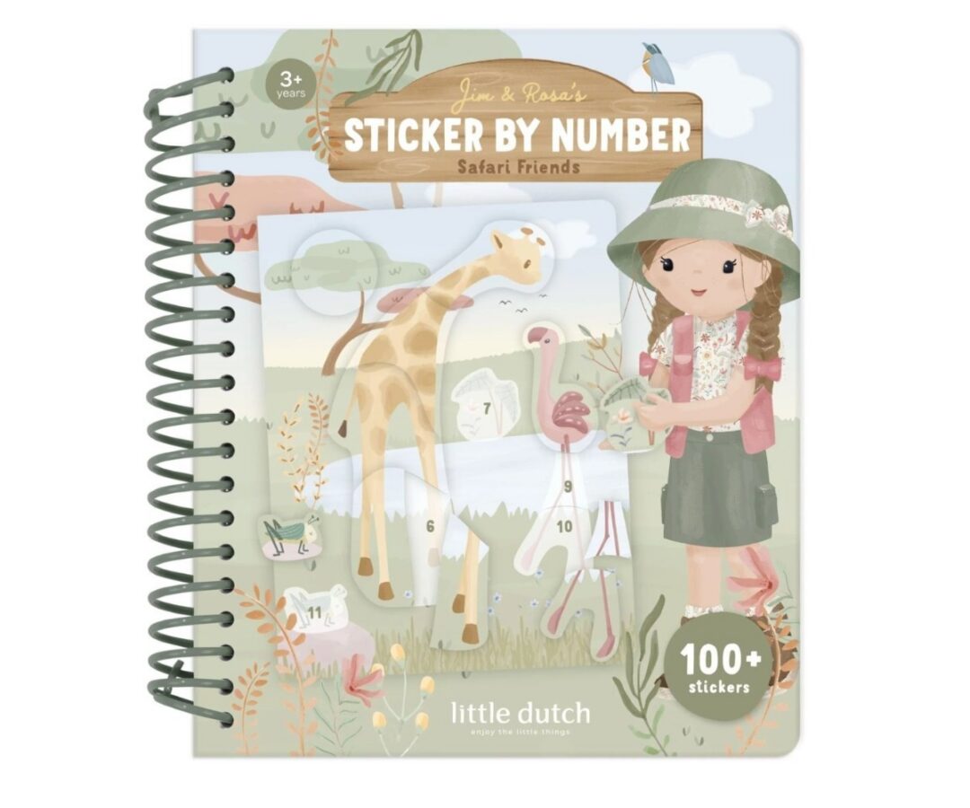 Numbrite järgi kleebiseraamat Safari Friends Rosa, kus on üle 100 kleebise ja kaunis kaanepilt, sobib lastele alates 3. eluaastast.