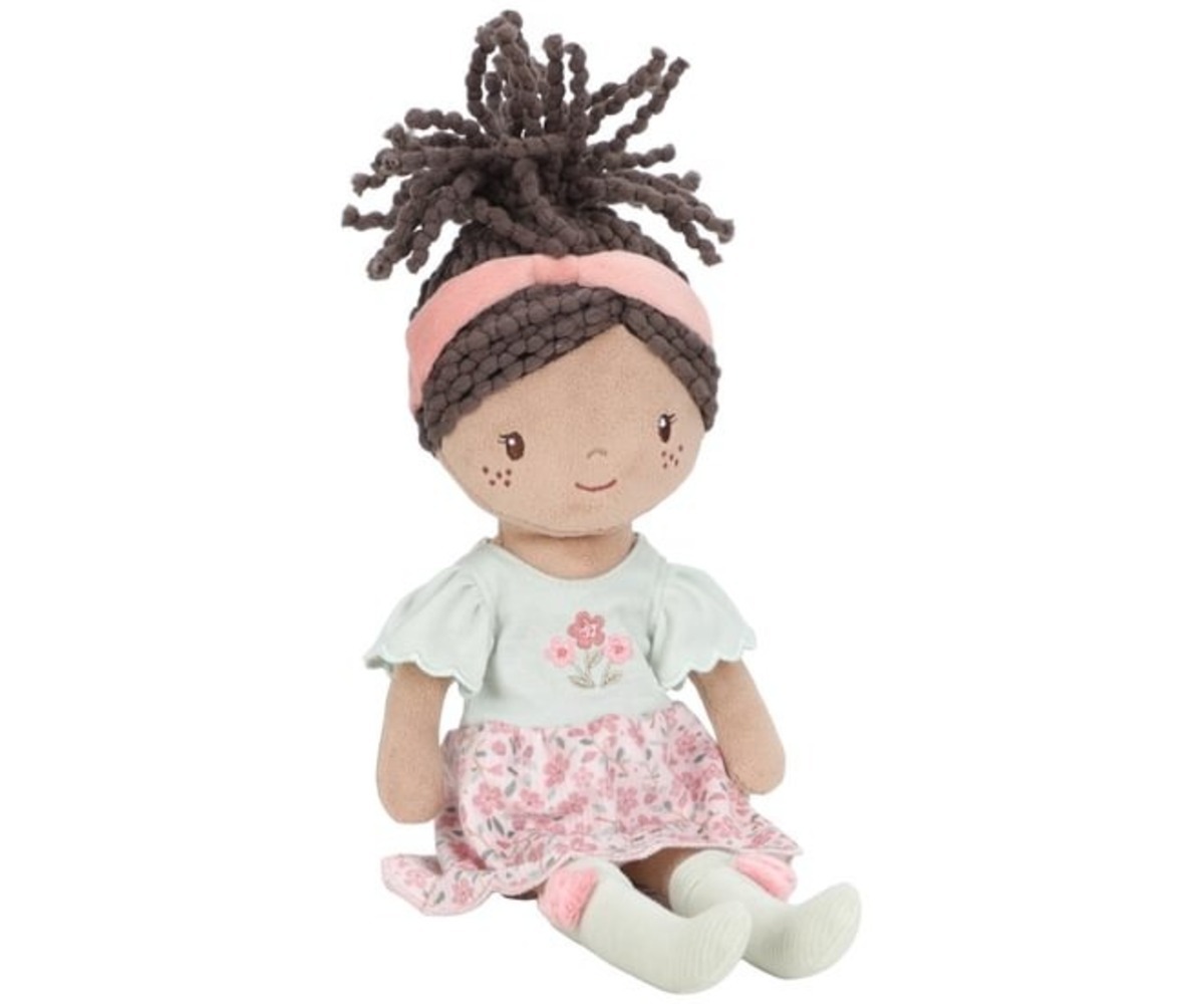 Kaisunukk Evi 35cm GRS – Little Dutch, istuv nukk lillemustriga seelik ja roosa peapael.