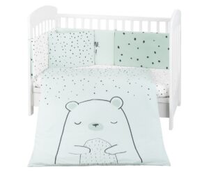Beebivoodi voodipesukomplekt 70×140cm – mint 6-osaline koos karu motiiviga ja pehme padjaga