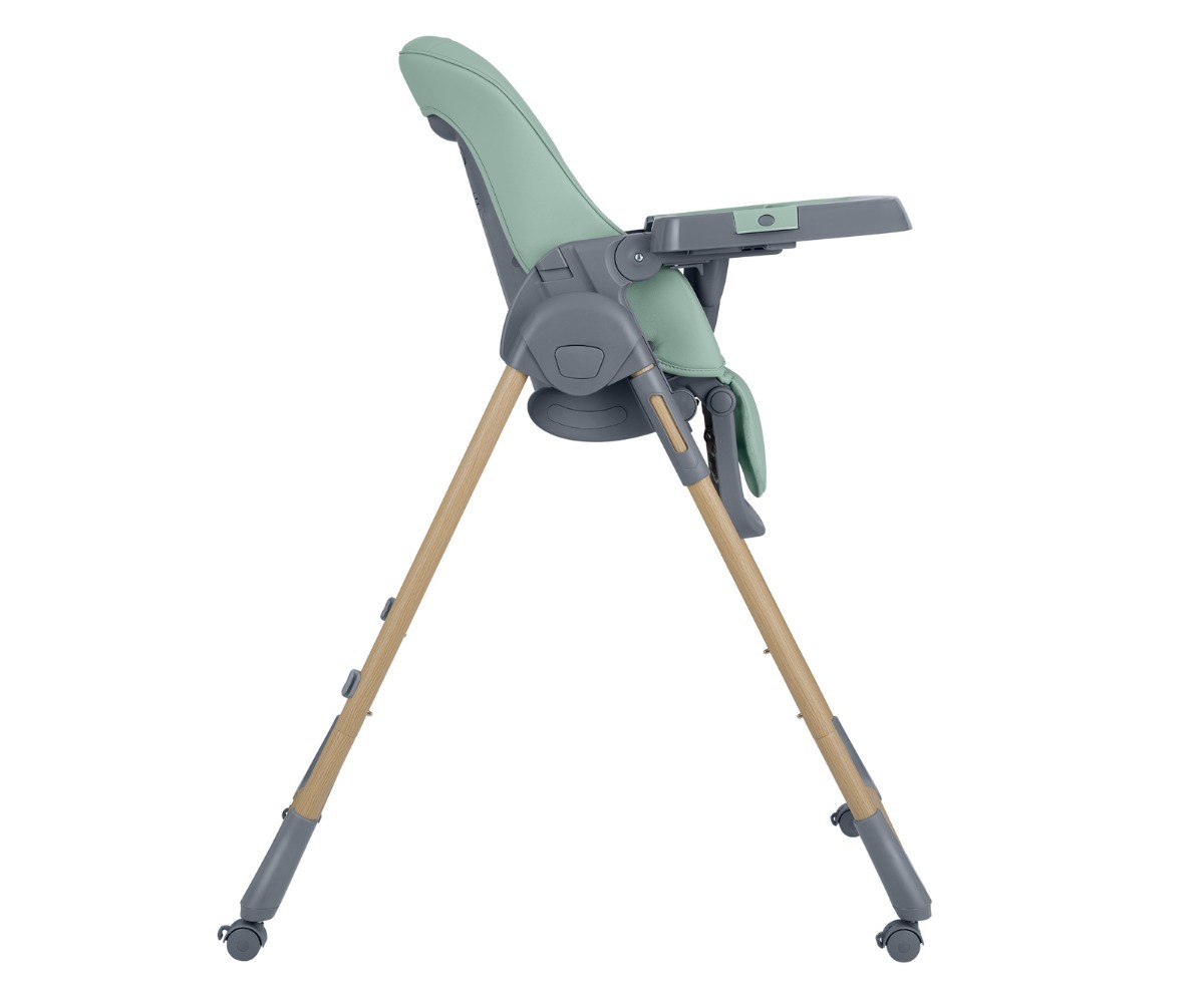 Söögitool OLIVE 2 Kikkaboo – mint külgvaade, ergonoomiline disain ja rohelised toonid.