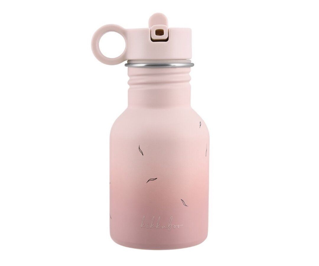Laste joogipudel kõrrega 350ml Flora - roosa, ideaalne lastele, kergesti avatav kaan