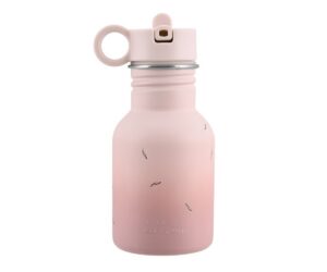 Laste joogipudel kõrrega 350ml Flora - roosa, ideaalne lastele, kergesti avatav kaan