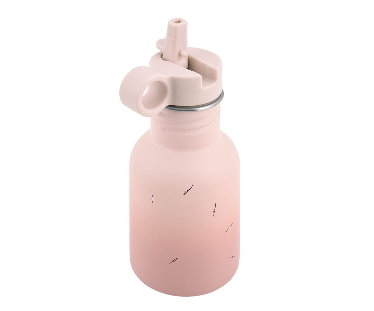 Laste joogipudel kõrrega 350ml Flora - roosa, elegantne disain ja mugav avamine
