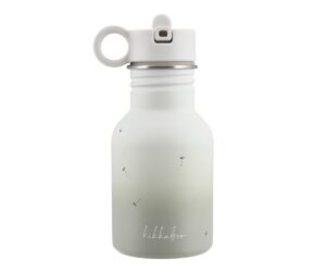 Laste joogipudel kõrrega 350ml Flora – beež, näha on pudeli disain ja kork.