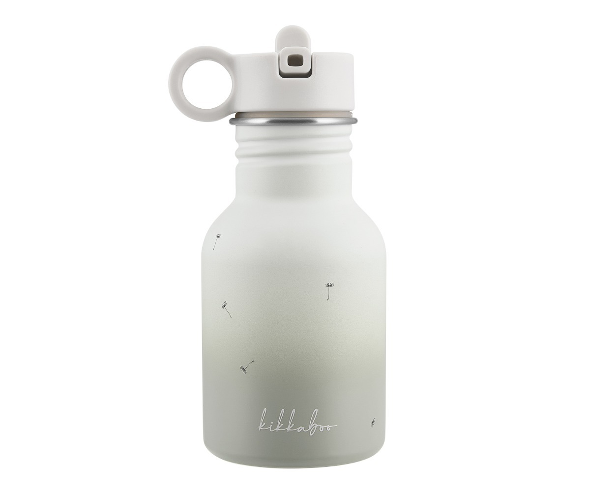 Laste joogipudel kõrrega 350ml Flora – beež, näha on pudeli disain ja kork.