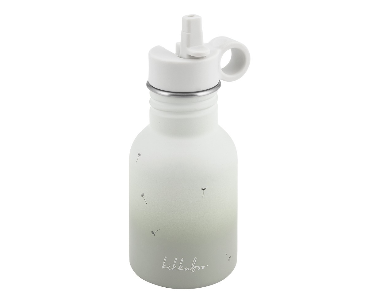 Laste joogipudel kõrrega 350ml Flora – beež, detailne lähem vaade kõrrepudelist.