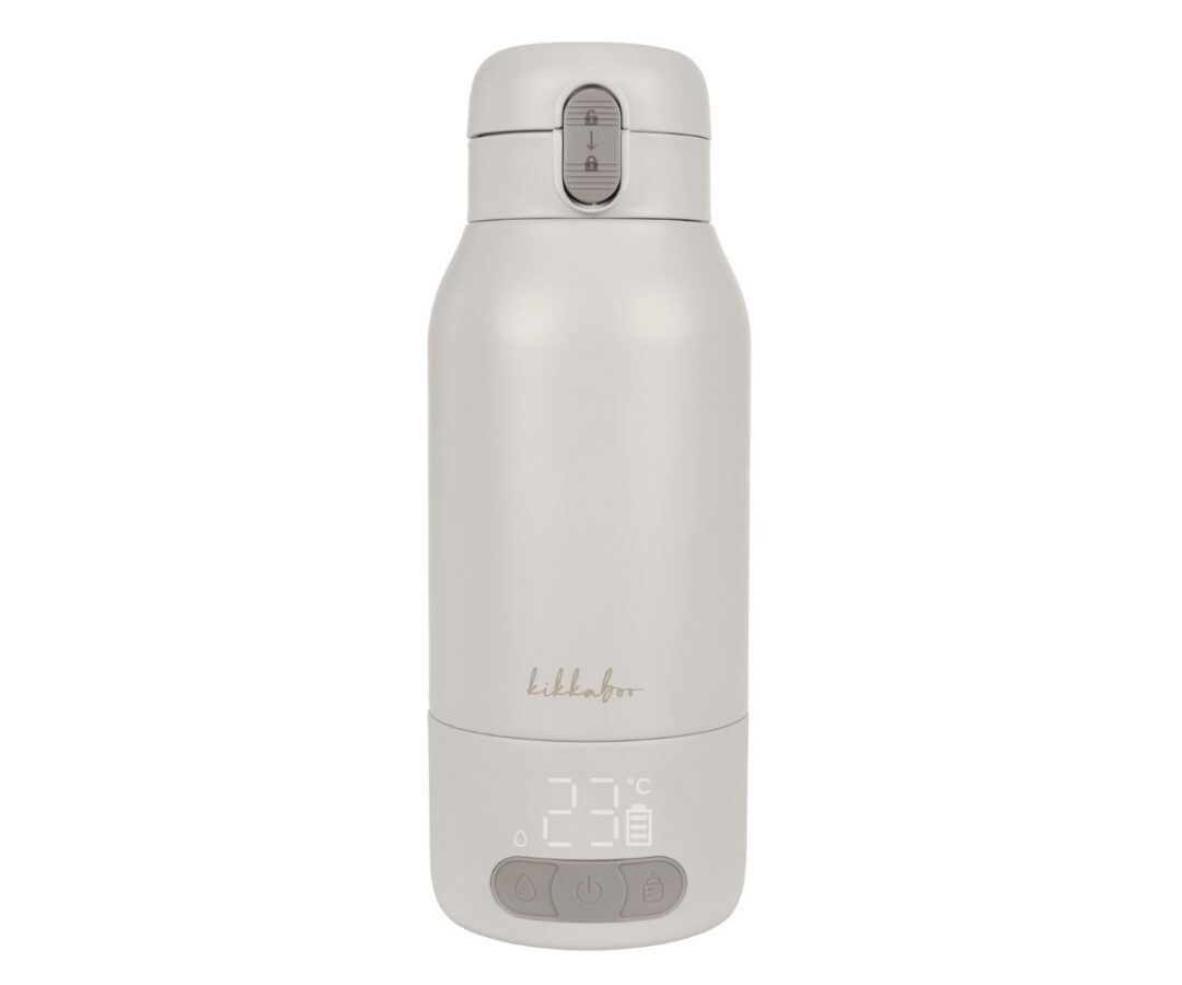 Kaasaskantav piima- ja veesoojendaja 500ml Porty - beež, elegantse disainiga, digitaalne temperatuuri näidik.
