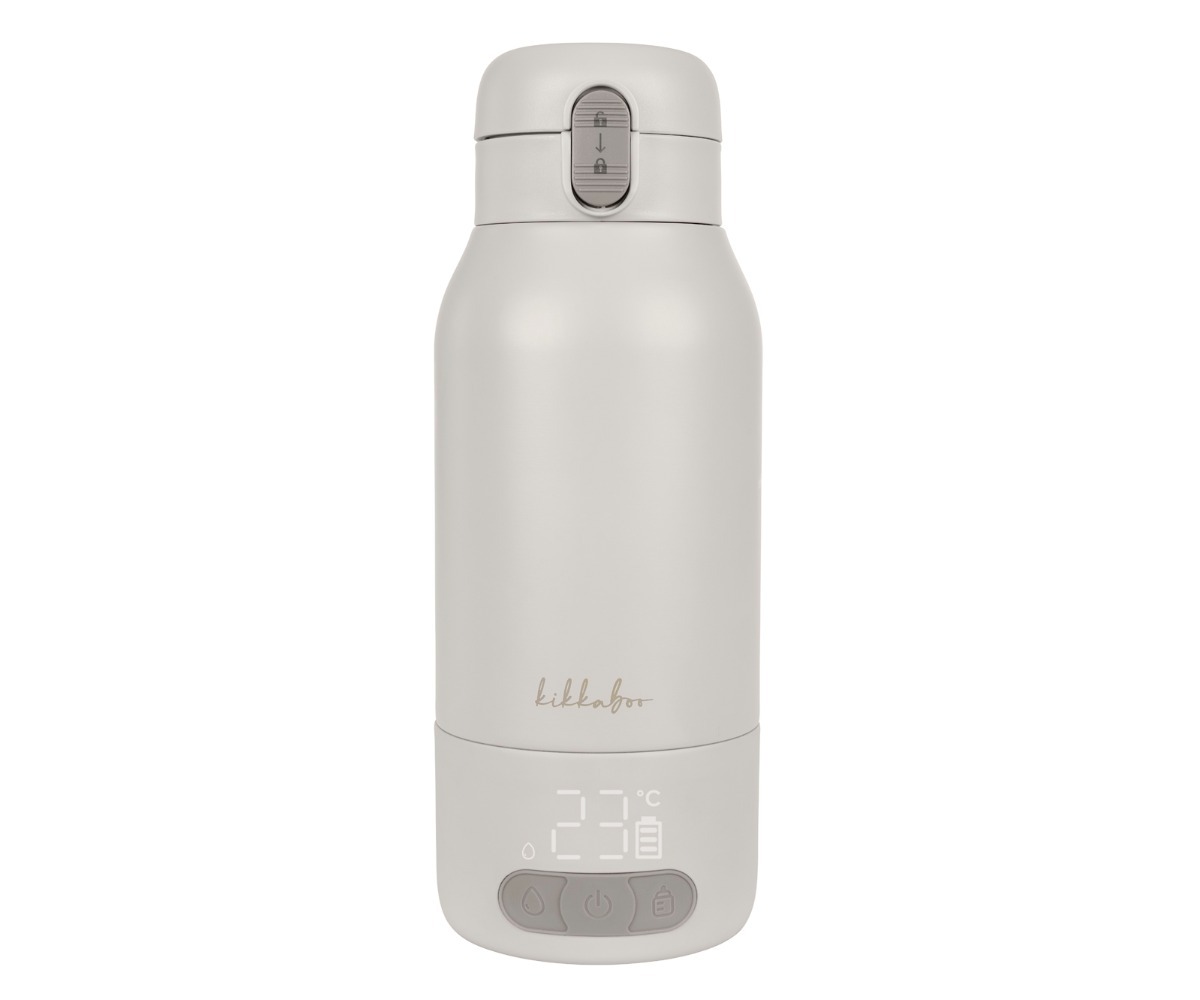 Kaasaskantav piima- ja veesoojendaja 500ml Porty - beež, elegantse disainiga, digitaalne temperatuuri näidik.