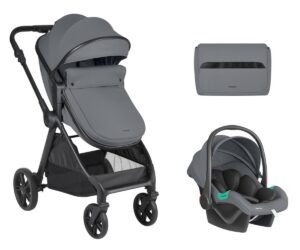 Vankrikomplekt Eloe hall 3in1 – muudetava istme ja i-Size turvahälliga, kus on elegantne hall disain.