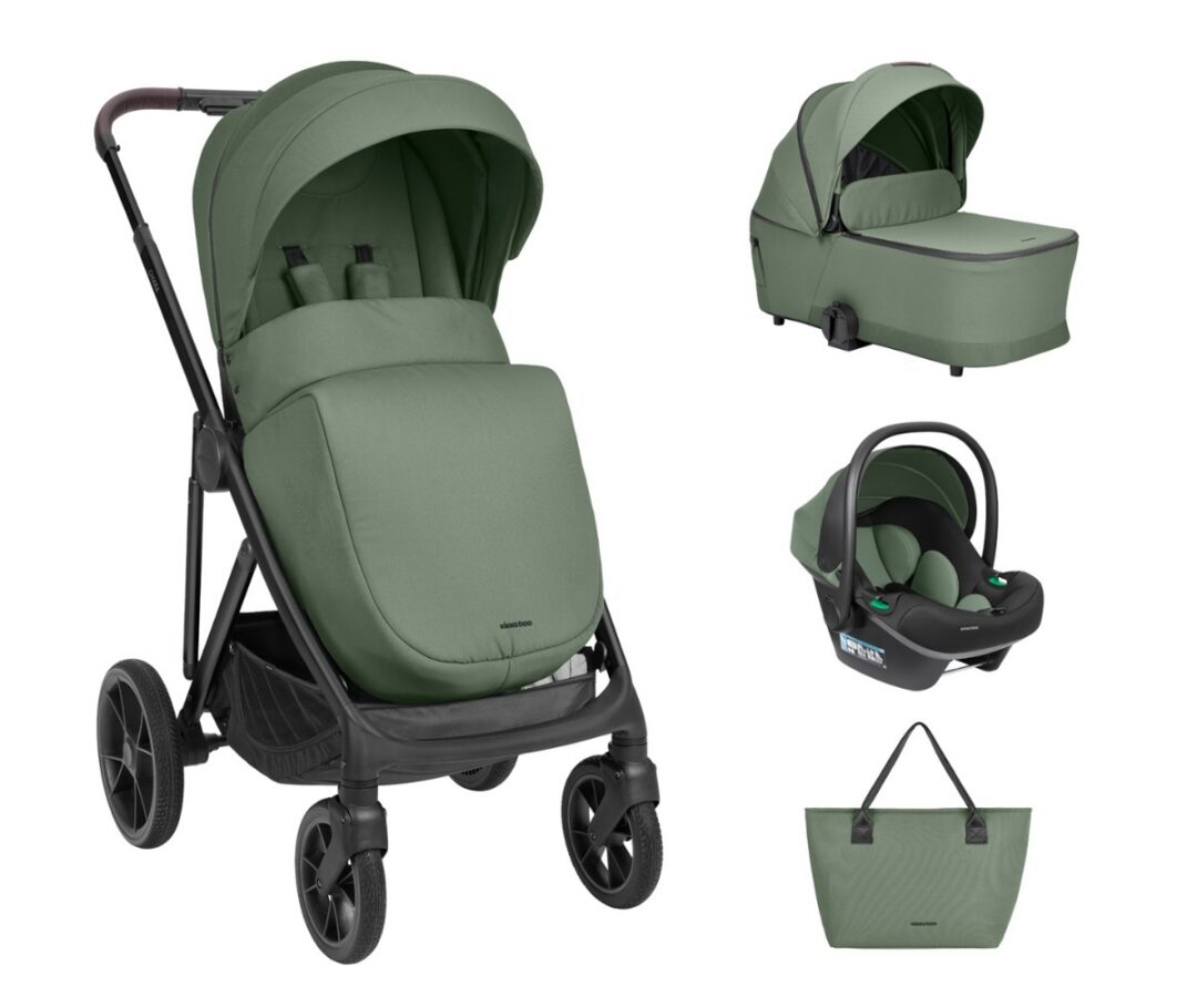 Vankrikomplekt Chiara roheline 3in1, mis sisaldab vankrikorvi, i-Size turvahälli ja vankrit.