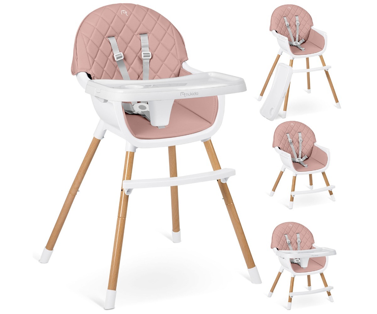 Nukido Lilo 3-in-1 söögitool koos puidust jalgade ja kvaliteetse pehmendusega