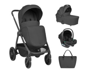 Vankrikomplekt Modena must 3in1 koos vankrikorvi ja i-Size turvahälliga, ideaalne mugavuse ja turvalisuse tagamiseks.