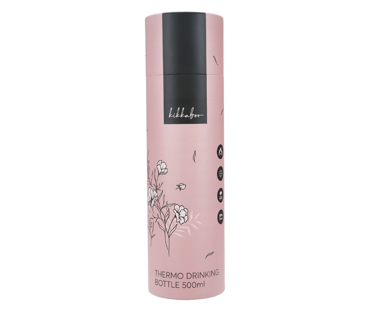 Termospudel Flora 500ml - roosa, stiilne pakend heade omadustega pudelile.