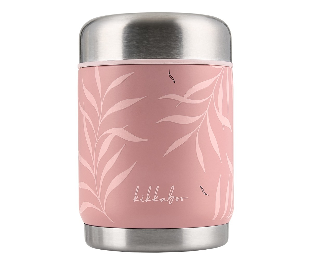 Toidutermos Flora 400ml – roosa, elegantses roosas toonis koos lilledega.