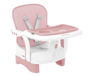 Laste söögitooli kõrgendus Chewy Pink – 6k+ kuni 15kg, näidates selle mugavat roosa seljatuged ja lauda.