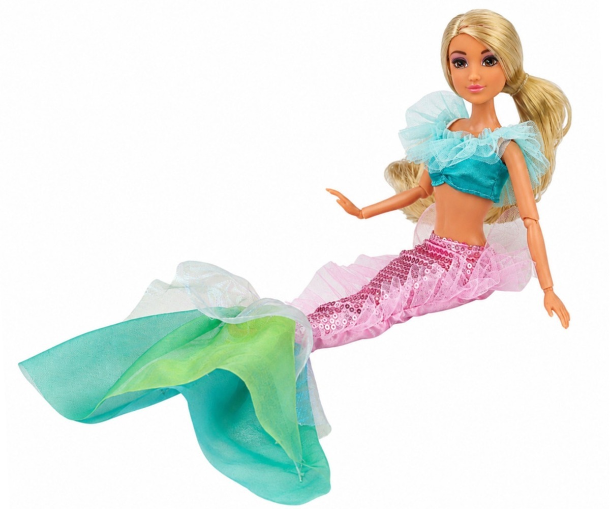 Anlily merineitsi nukk tarvikutega 30cm, nuku lähedal, näidates detaile.