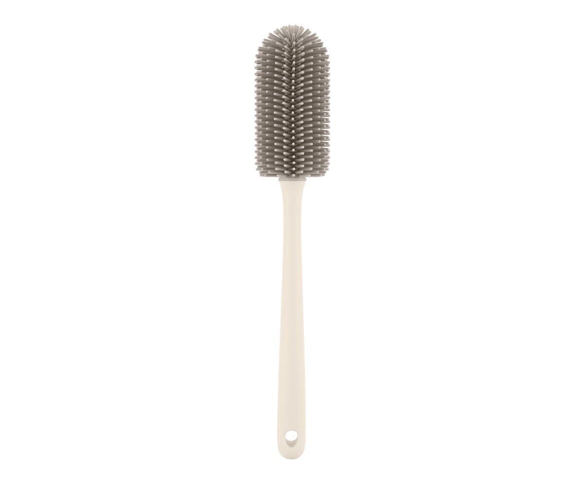 Lühike silikoonist pudeliharja, beež, osa silikoonist pudeliharjade komplektist hoidikuga
