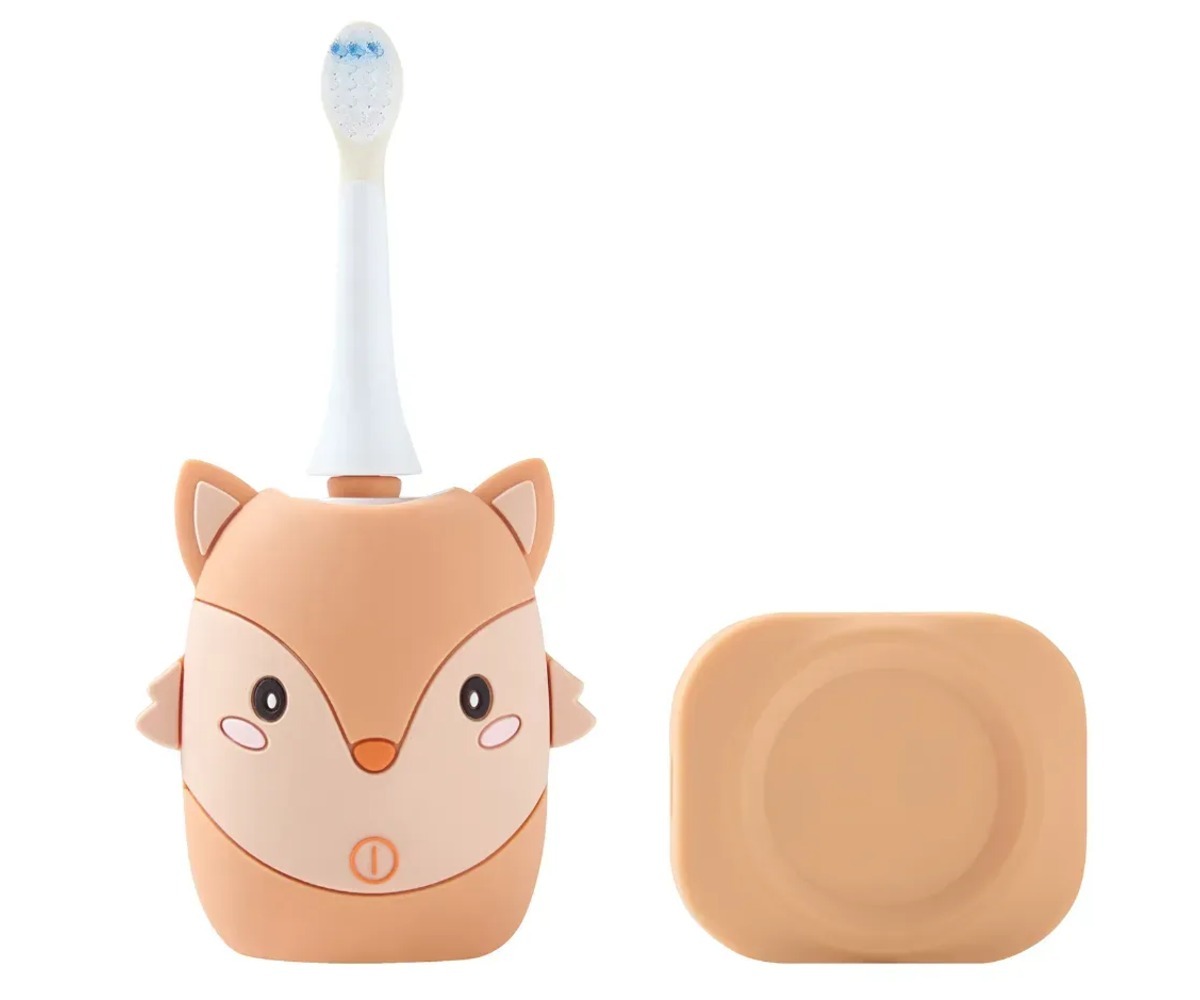Detailne vaade Sonic elektrilisest hambaharjast Zoofamily lastele 3–10a - Fox, näidates hamba harja asendit.