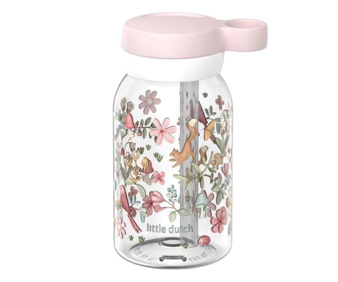 Joogipudel kõrrega Fairy Wonders 450ml - Little Dutch, kaunis lillemotiividega disain