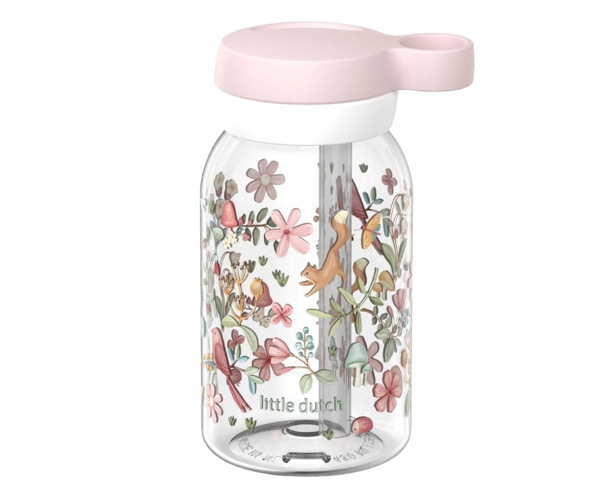 Joogipudel kõrrega Fairy Wonders 450ml - Little Dutch, kaunis lillemotiividega disain