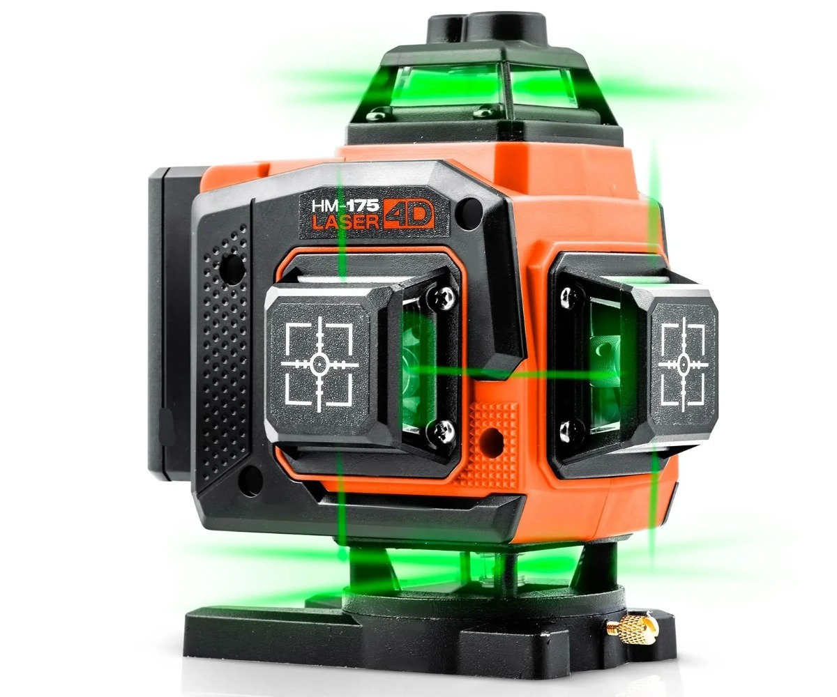 Humberg HM-175 4D ristlaser 16 joonega, millel on rohelised laserkiired täpsete joonte määramiseks.