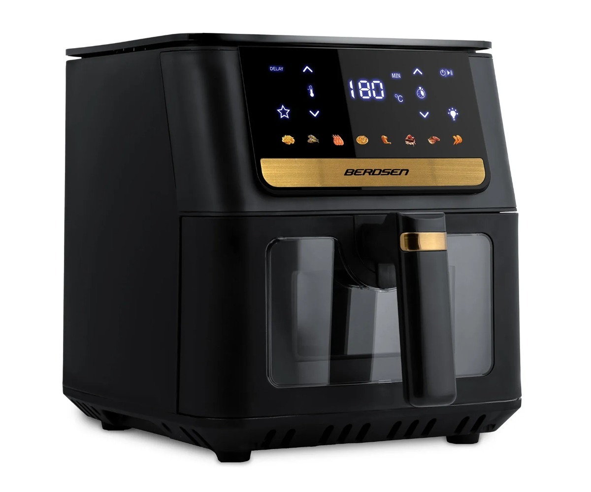 Õhufritüür 6,5L Berdsen BD-655 1700W – must, elegantselt disainitud ja funktsionaalne.
