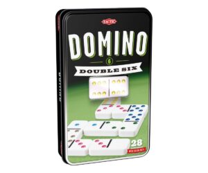 Tactic lauamäng Doomino Duubel 6, pakendina suletud, sisaldab 28 värviliste punktidega domino tükki.