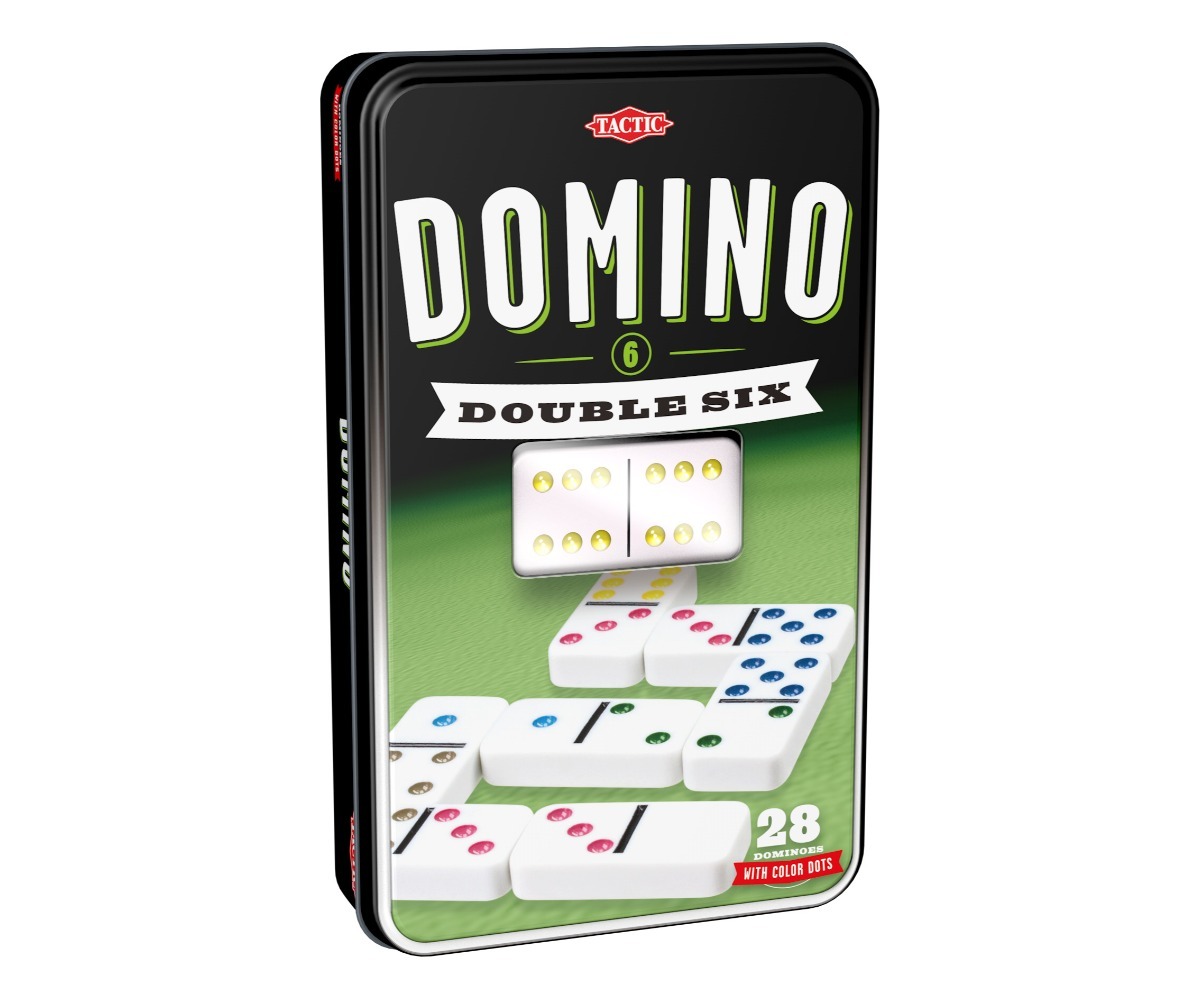 Tactic lauamäng Doomino Duubel 6, pakendina suletud, sisaldab 28 värviliste punktidega domino tükki.