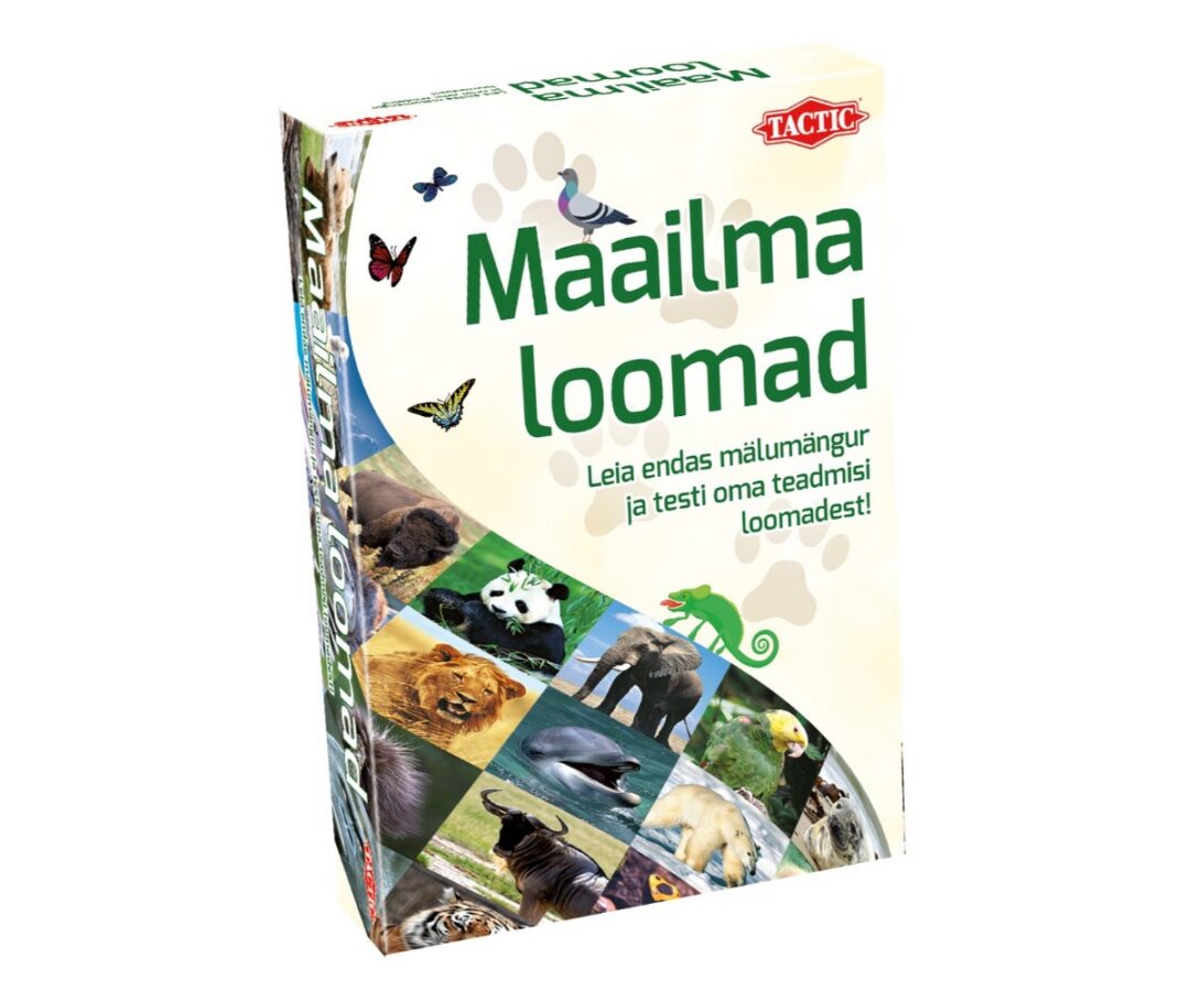 Tactic lauamäng Maailma loomad, kaane artikkel, kus on kujutatud erinevaid loomi ja mängu mängimise rõõm.