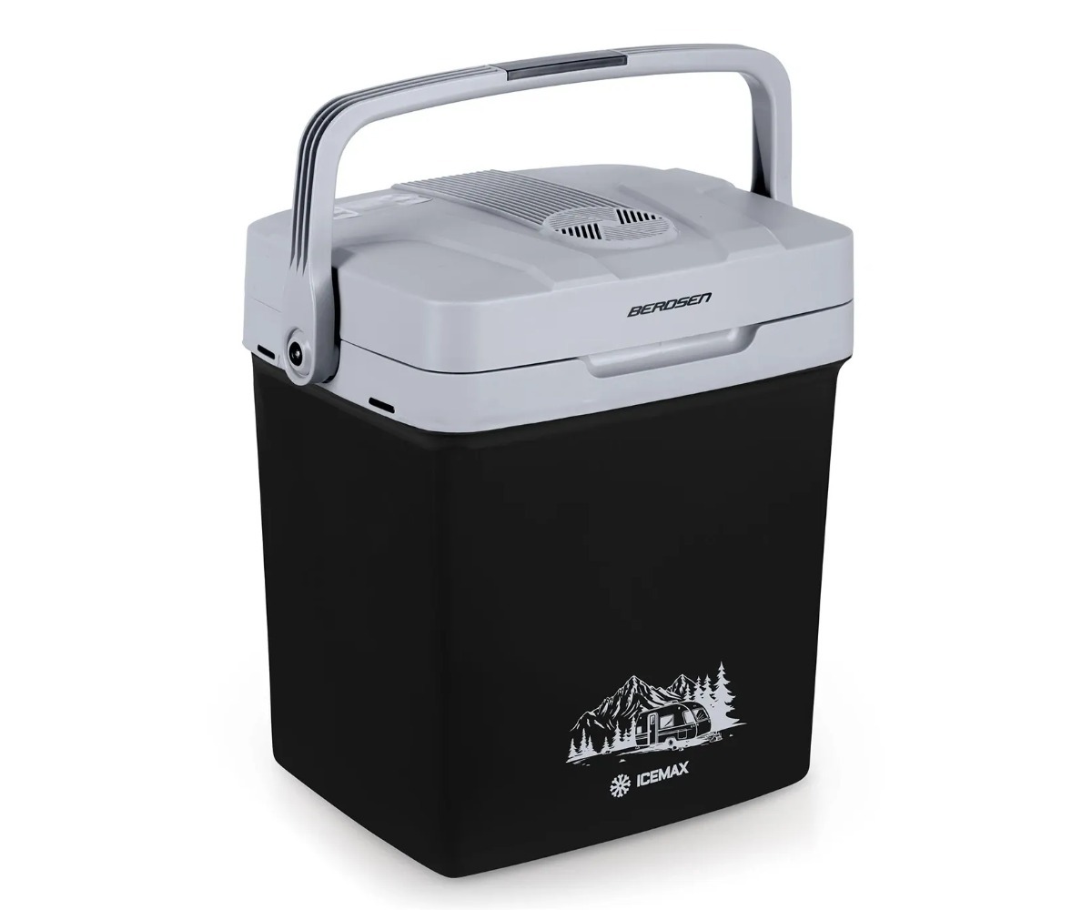 Reisikülmik 26L ECO-režiimiga Berdsen Icemax – must, esitades külmiku disaini ja värvi