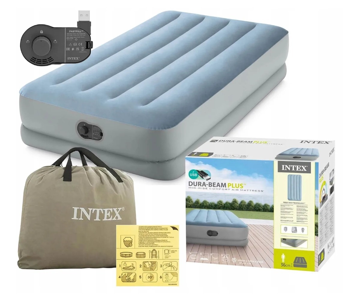 Intex täispuhutav madrats sisseehitatud USB-pumbaga 191 × 99 × 36 cm
