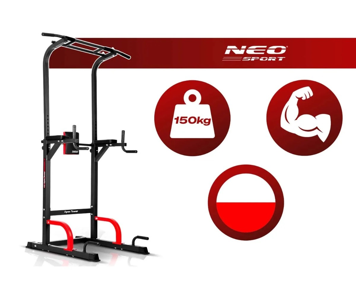 Lõuatõmbe treeningjaam Neo-Sport Apex Tower koos 150kg kaalu ikooniga