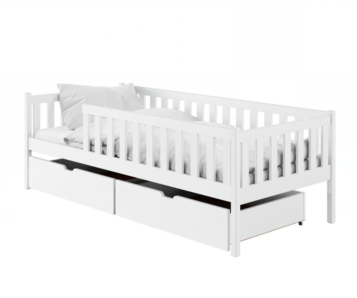 Lastevoodi Lano ANTONIO 90×200cm kahe sahtliga – valge