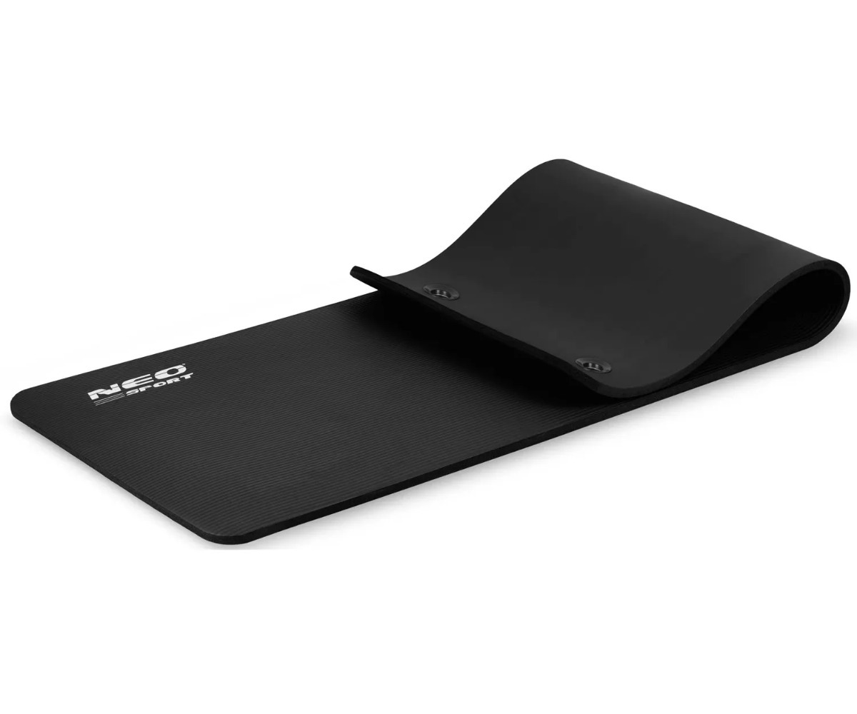 Treeningmatt riputusavadega Neo-Sport 183×60×1,5cm – must, ideaalne treeninguteks