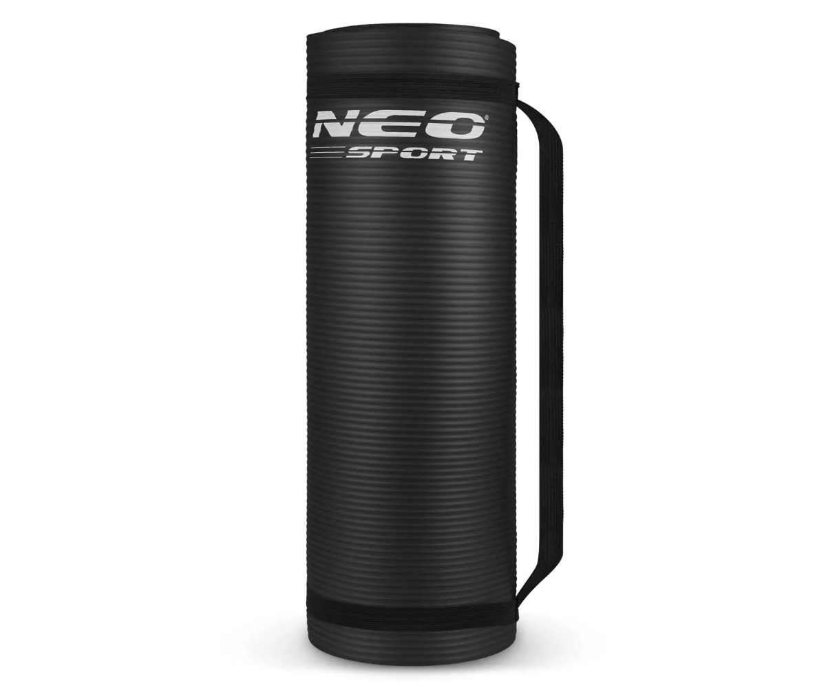 Treeningmatt riputusavadega Neo-Sport 183×60×1,5cm must, mugav ja praktiline sportimiseks