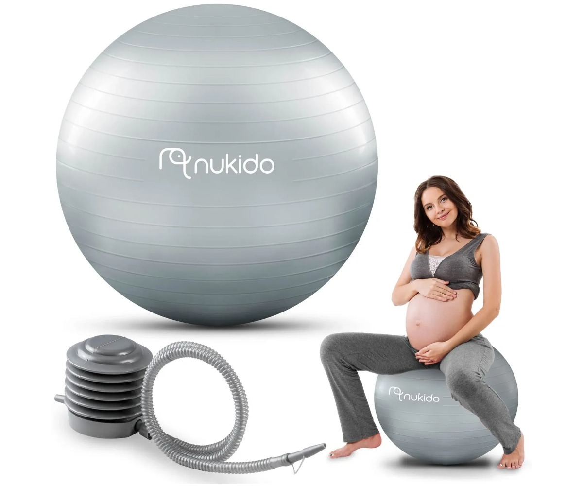 Rasedate treeningpall Neo-Sport NS-951 65cm, hall pall, sobib rasedatele, aitamaks hõlbustada treeningut ja mugavust.