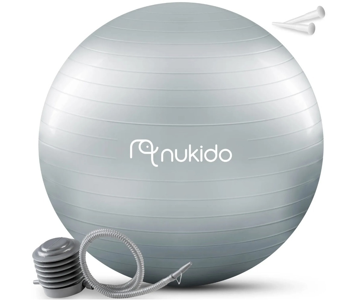 Rasedate treeningpall Neo-Sport NS-951 65cm hall, ideaal rasedate treeninguks ja mugavuse tagamiseks.