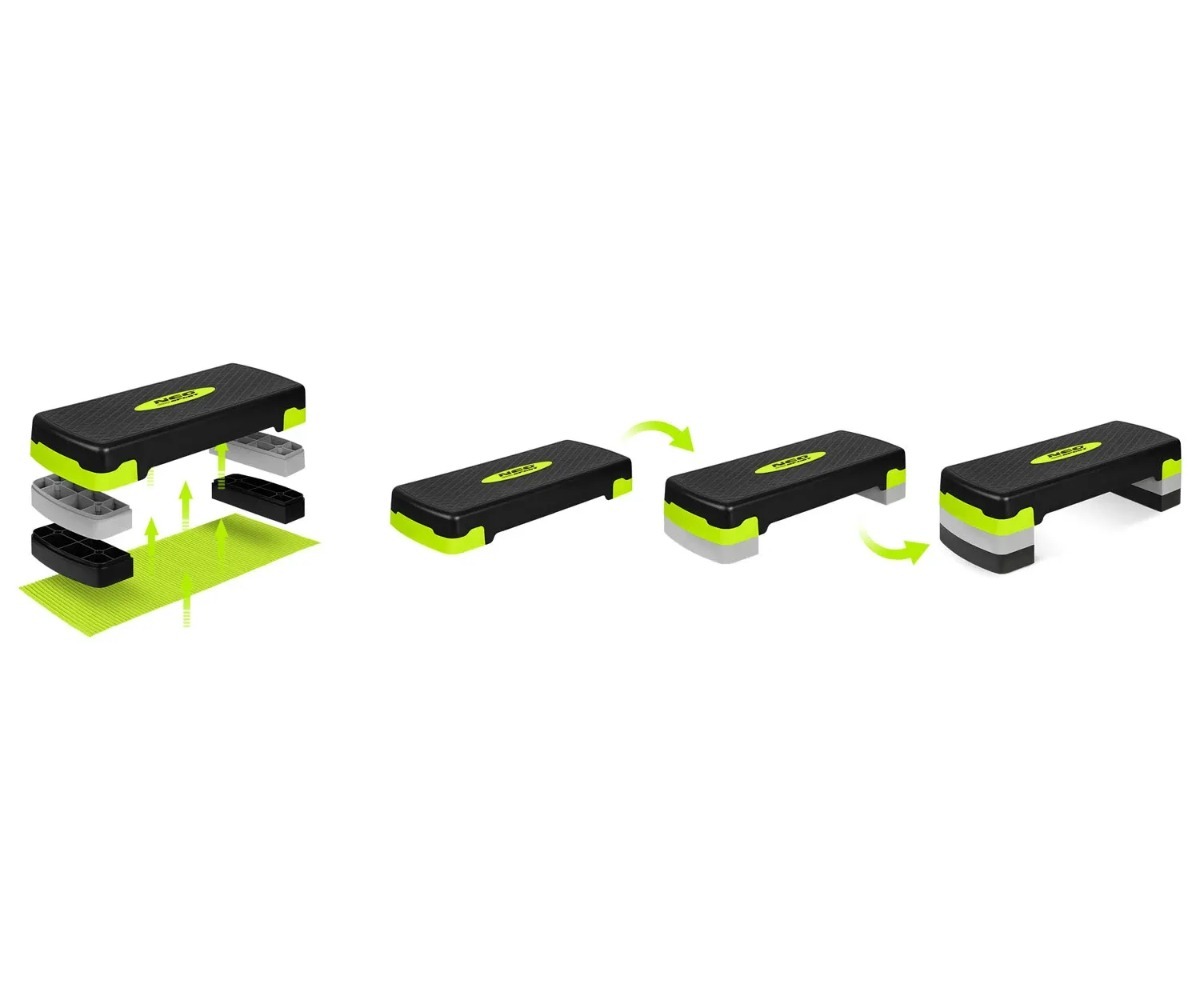 Aeroobikapink Neo-Sport NS-400 - 3 kõrgustaset - roheline, kohandatavad kõrgused
