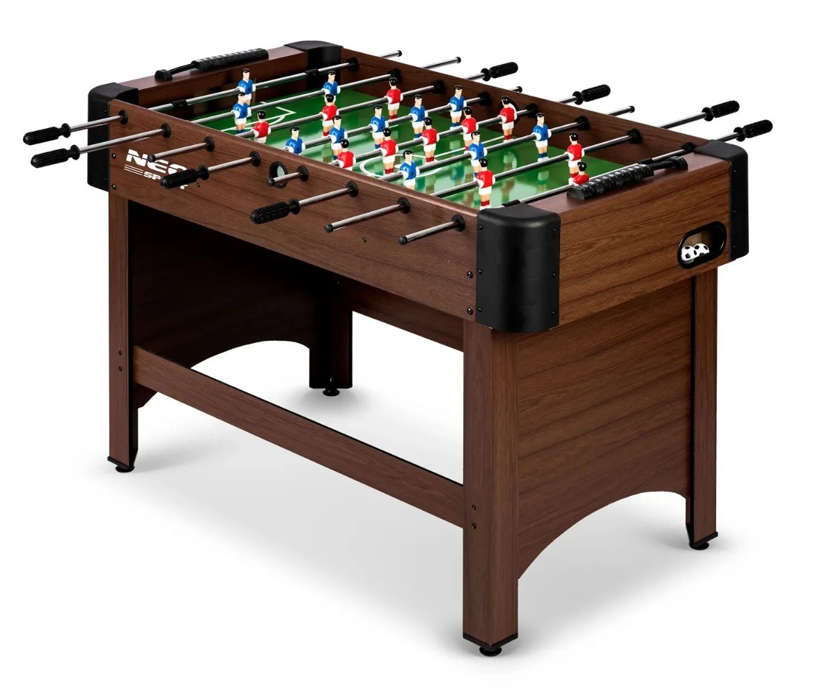 Lauajalgpallilaud Neo-Sport NS-804 118×61×79cm diagonaalne vaade, tumepruun elegantne disain