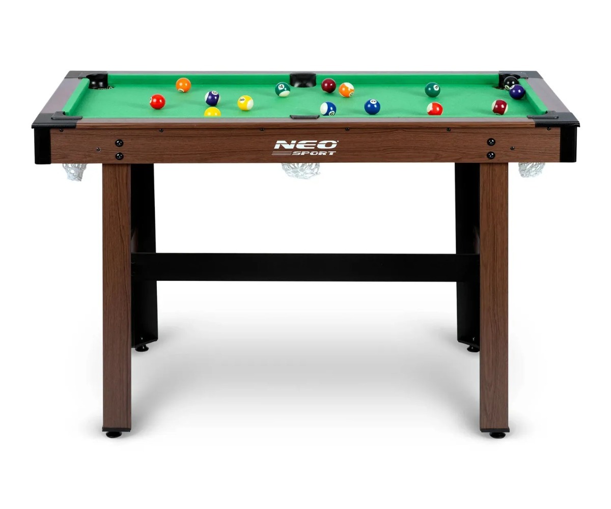 Piljardilaud lastele Neo-Sport NS-807 mängimise hetkel, täis erinevaid värvilisi pooli