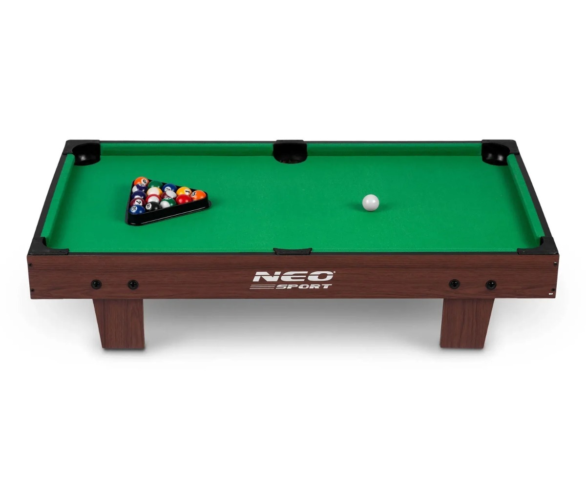 Minipiljardilaud lastele Neo-Sport NS-806 92×52×19cm, roheline mängupind ja pallide kollektsioon.