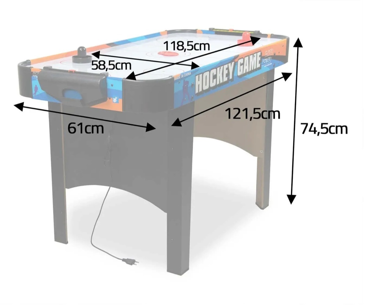 Suur õhuhokilaud Neo-Sport NS-428 121,5×61×74,5cm, mõõtmed ja disain