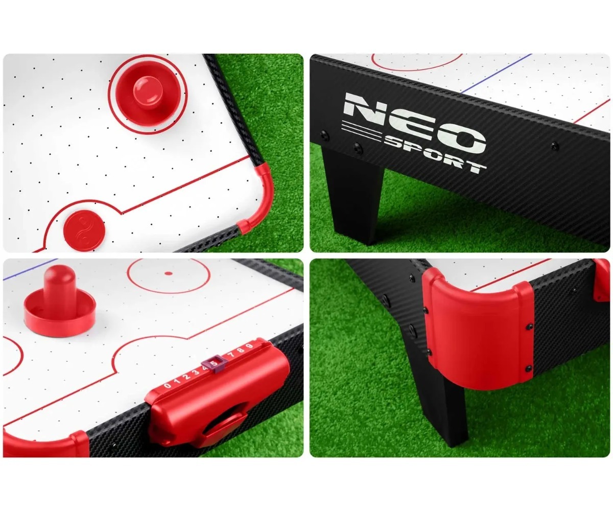 Mini õhuhokilaud Neo-Sport NS-424 80,5×42×22cm detailne vaade, punased mänguvahendid ja disain