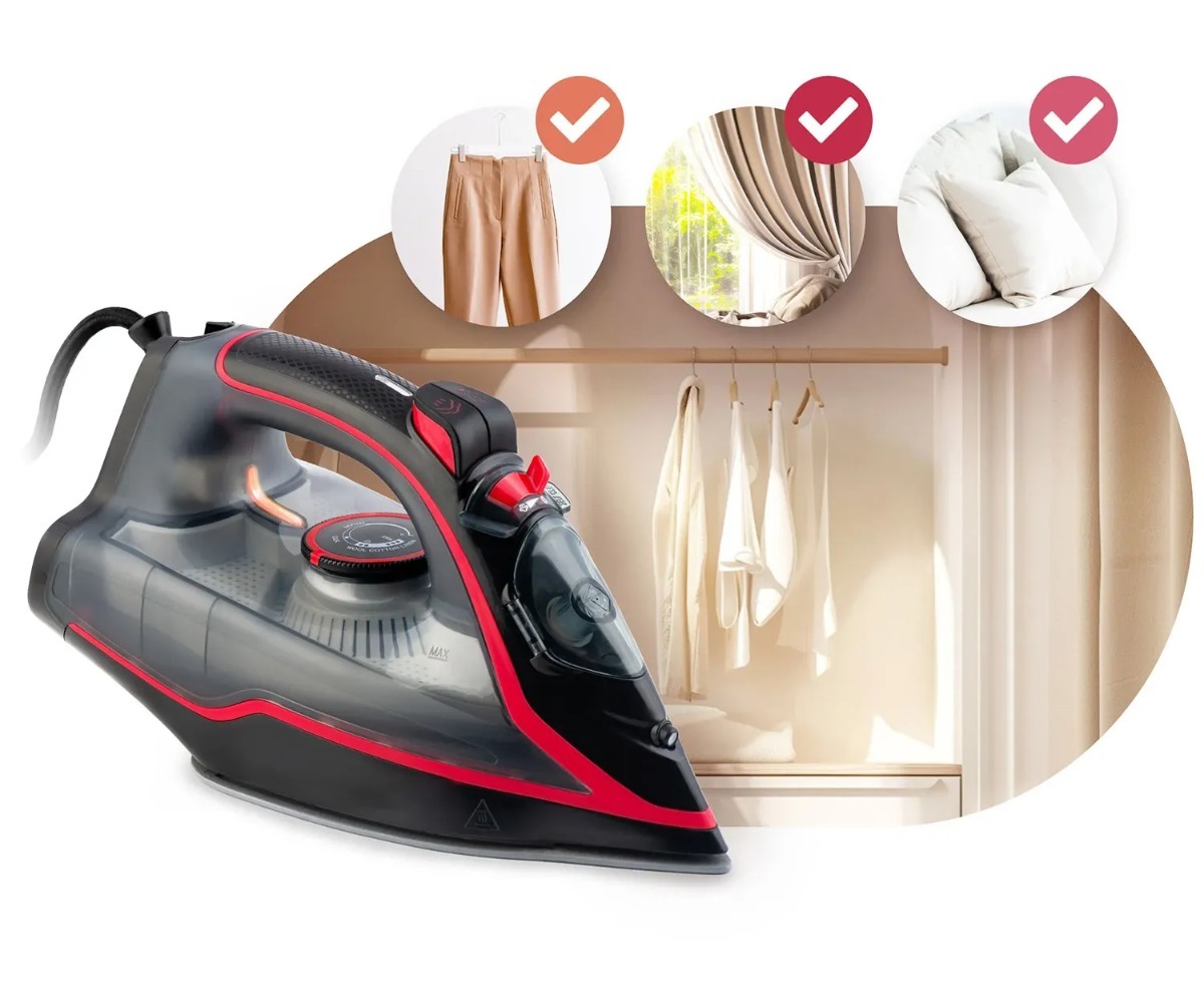 Aurutriikraud 2600W Berdsen BD-331 – keraamilise tallaga musta triikraua detailne pilt