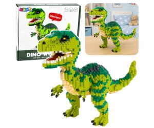 Dinosaurus Velociraptor 3D ehitusklotside komplekt, kus on kujutatud värvikas Velociraptor ehitusklotsidest.
